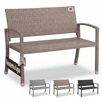 Polyrotan Tuinbank Crème-Beige 122x58x87cm (Tafels-Stoelen), Tuin en Terras, Verzenden, Nieuw