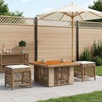 vidaXL Tuin eettafelset met kussen 3 pcs Beige en Crème poly, Verzenden, Nieuw, Rotan, 3 zitplaatsen