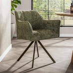 *WOONWINKEL* Draaibare Eetkamerstoel Groen, Verzenden, Nieuw, Stof