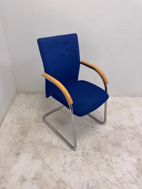 Ronal Eron SA0092F sledestoel chroom blauw stof, Zakelijke goederen, Kantoor en Winkelinrichting | Kantoormeubilair en Inrichting