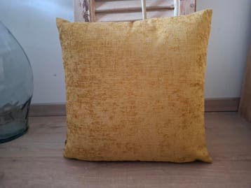 Kussen velvet honing geel, 45 x 45 cm., Verzenden, Nieuw