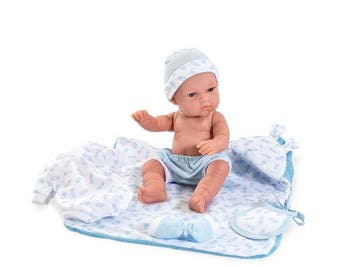 Arias Pop Blank Natal 33 Cm Blauw (Poppen 33- 36 cm, Poppen), Ophalen of Verzenden, Nieuw