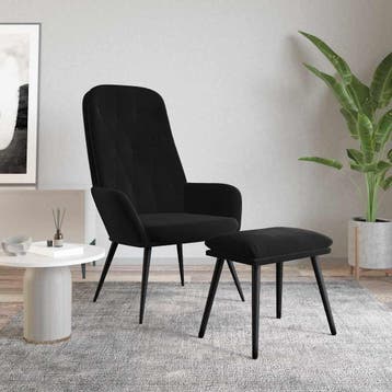 vidaXL Relaxstoel met voetenbank fluweel zwart, Verzenden, Nieuw