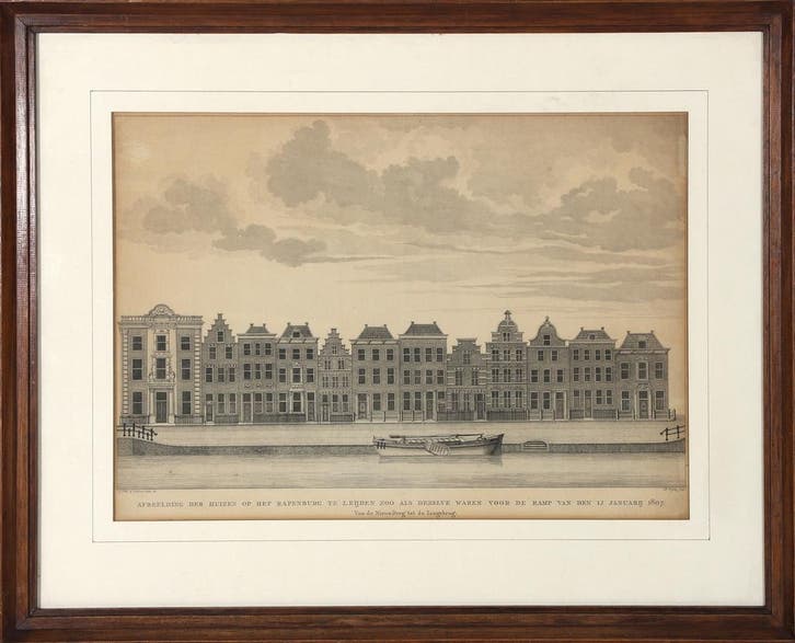 Prent van Steenschuur Leiden, voor de buskruitramp van 1807, Boeken, Overige Boeken