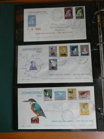 Nederland 1951/1963 - Collectie FDcs met varianten - tussen, Gestempeld