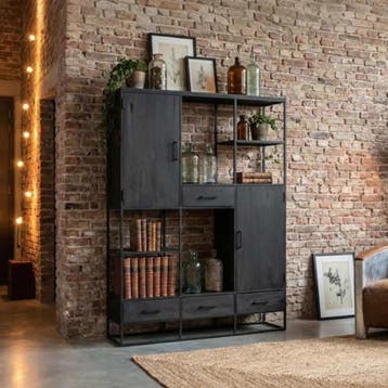 Vakkenkast Utah zwart XXL | Mokana Furniture, Ophalen of Verzenden, Nieuw