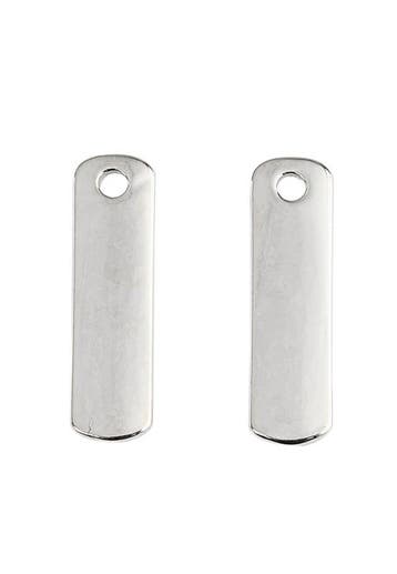 2 x Metalen naamlabel hangers rechthoek 22x6mm platinum k..., Ophalen of Verzenden, Nieuw, Bedel