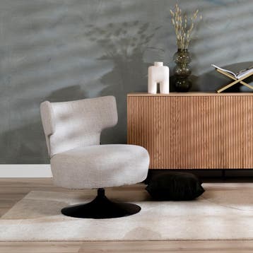 50% Korting: Fauteuil Metro draaibaar linnen taupe, Ophalen, Zo goed als nieuw, Stof, Retro, Vintage