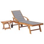 vidaXL Ligbed met tafel en kussen massief teakhout, Verzenden, Nieuw