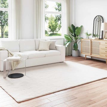 vidaXL Antislip vloerkleed van imitatie konijnenbont OLITE, Verzenden, Nieuw, Crème