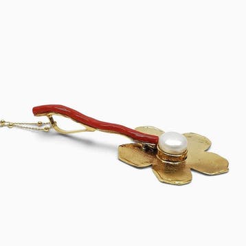 Koraal - Zilver - Ketting met hanger - met de hand