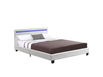 Veiling - Gestoffeerd bed Verona - 120 x 200 cm - Wit - LED, Nieuw