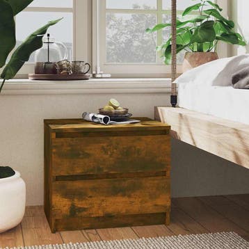 vidaXL Nachtkastjes 2 st 50x39x43,5 cm bewerkt hout gerookt, Minder dan 45 cm, Verzenden, Nieuw, Minder dan 55 cm