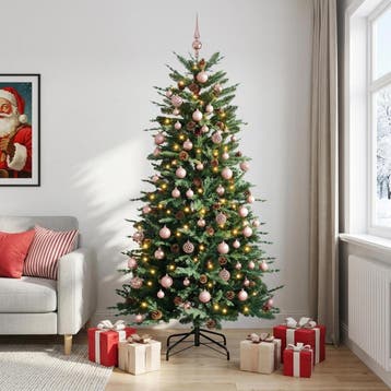 vidaXL Kunstkerstboom met Ballen 180 cm 300 LEDs Warmwit PE, Verzenden, Nieuw