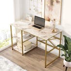 Asir 956LCS1131 Bureau wit marmer, goud van 299 voor 129, Huis en Inrichting, Demontabel, Spaanplaat of MDF, Schoolbureau, Nieuw