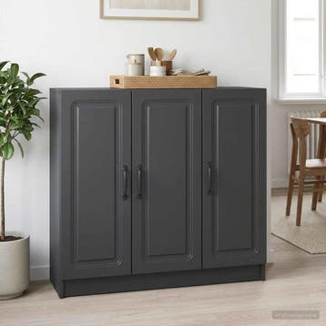 vidaXL Dressoir Zwart 89 x 34,5 x 77 cm Bewerkt hout, Verzenden, Nieuw, Overige houtsoorten, Minder dan 50 cm