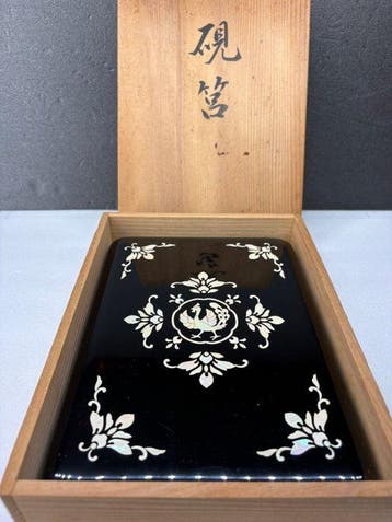Doos - Japanse zwarte lak Suzuribako schrijfinstrumentkist