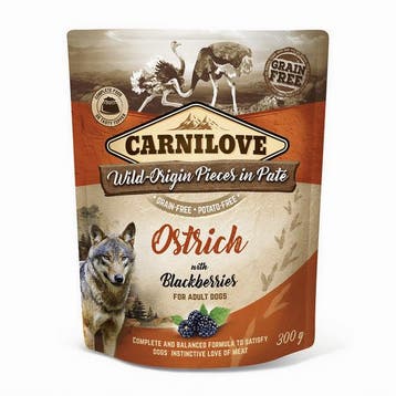 Carnilove Dog Pouch Struisvogel/Bramen 300 Gram, Verzenden