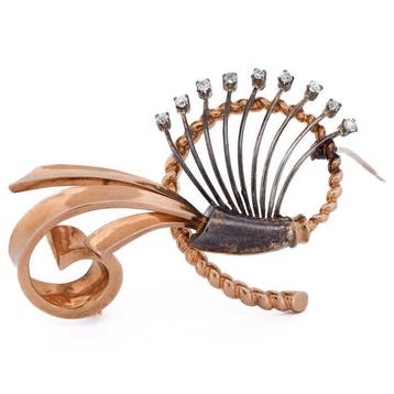 Broche - 18 karaat Geel goud - 0.50ct. tw. Diamant