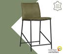 Leren barkruk laag Favor - Granada Moss (olijf/groen) -, Huis en Inrichting, Barkrukken, 60 tot 90 cm, Nieuw, Leer, Ophalen of Verzenden