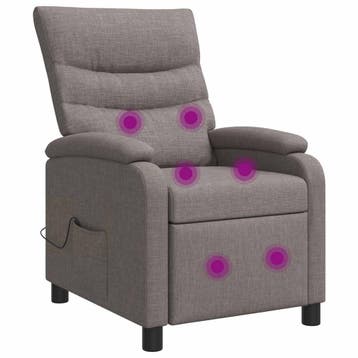 vidaXL Massage Recliner Taupe Stof, Verzenden, Nieuw