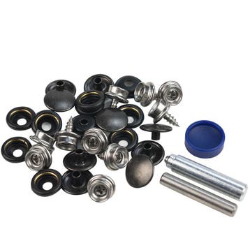 Drukknopen 15mm schroefbaar 10mm koper zwart, Ophalen of Verzenden, Nieuw