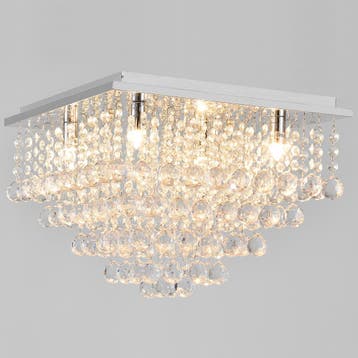 Plafondlamp Veli Prisma 28x38x38 met kristallen chroom 4xG9, Verzenden, Nieuw