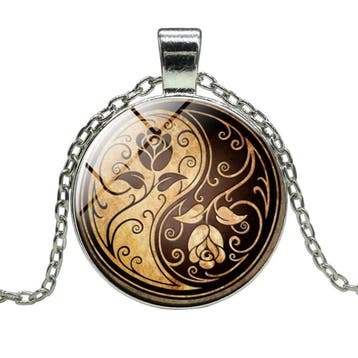 Fako Bijoux - Ketting - Cabochon - Yin Yang - Rozen, Verzenden, Nieuw