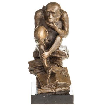 sculptuur, Sculpture en bronze – Le Singe de Darwin,, Antiek en Kunst