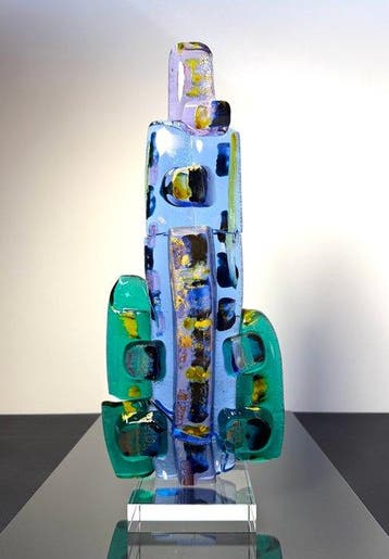 Maxence Parot - Vaas - Sculptuur in unieke kleuren en goud,, Antiek en Kunst, Antiek | Glas en Kristal