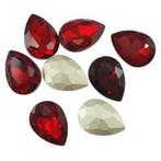 2 x Kristallen facet cabochon druppel – Rood – 13 x 18 m, Ophalen of Verzenden, Nieuw, Overige typen