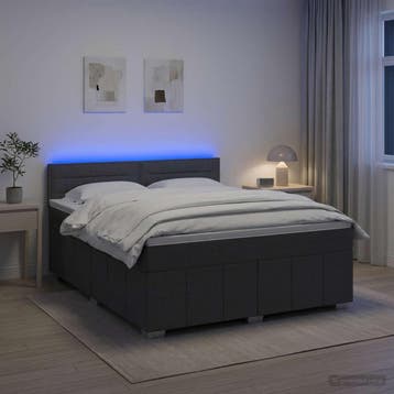 vidaXL Boxspringbed met matras Donkergrijs 180 x 200 cm Stof, Verzenden, Nieuw, Tweepersoons