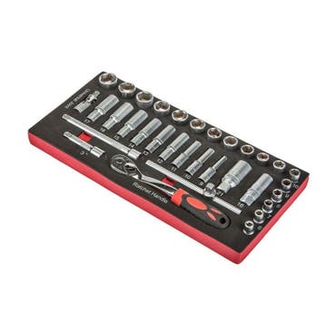 Doppenset 3/8 inch met omkeerbare ratel en verlengstukken –, Ophalen of Verzenden, Nieuw