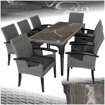 Wicker tafel Foggia met 8 stoelen Rosarno - grijs, Verzenden, Nieuw