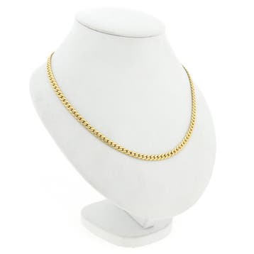 Gouden platte gourmetschakel ketting, Sieraden, Tassen en Uiterlijk, Kettingen, Ophalen of Verzenden, Gebruikt, Goud, Goud