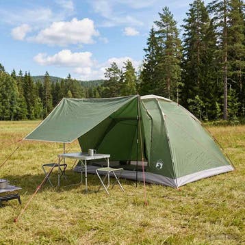 vidaXL Kamperen tent 6-persoons Groen Polyester en staal, Verzenden, Nieuw, Tot en met 2