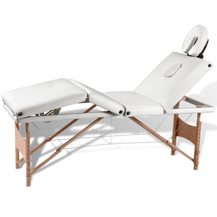 vidaXL Inklapbare massagetafel 4 zones met houten frame, Sport en Fitness, Massageproducten, Nieuw, Verzenden