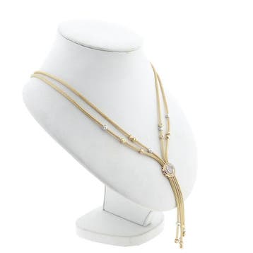 Tricolor gouden schakelketting met zirconia, Sieraden, Tassen en Uiterlijk, Kettingen, Gebruikt, Ophalen of Verzenden, Met edelsteen