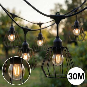 Complete Prikkabel / lichtsnoer met 30x lampenkappen, Nieuw, Ophalen of Verzenden, Netvoeding, Hanglamp