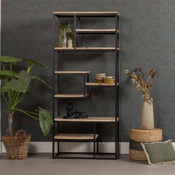 Vakkenkast Mangohout Bowi 80 cm, Huis en Inrichting, Kasten | Boekenkasten, Verzenden, Nieuw, Overige houtsoorten, Industriële meubels