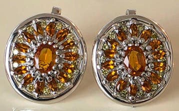 Cocktail oorbellen - 18 karaat Witgoud - 4.56ct. tw. Saffier