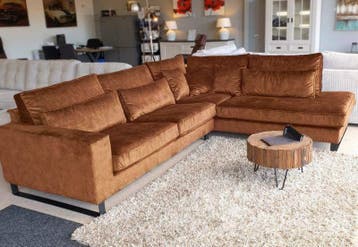 Hoekbank Naarden - hoekbanken - Cognac, Nieuw, 150 cm of meer, Stof, 250 tot 300 cm
