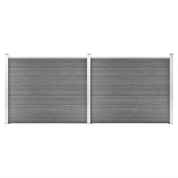 vidaXL Schuttingpanelenset 353x146 cm HKC grijs, Verzenden, Nieuw, Kunststof, 1 tot 2 meter