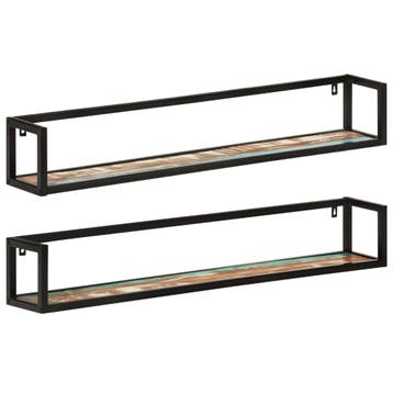 vidaXL Wandschappen 2 st 110x17x17 cm massief gerecycled, Verzenden, Nieuw