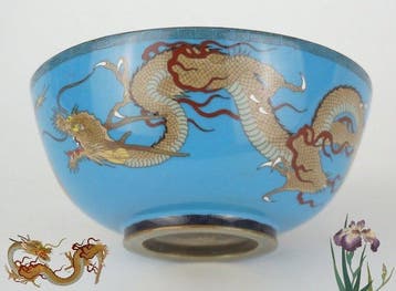 Fijn Japans Hayashi Kodenji-stijl cloisonné draaksschaal -