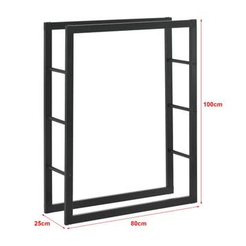 [en.casa] Brandhout rek houtopslag Täby zwart 80x25x100 cm, Verzenden