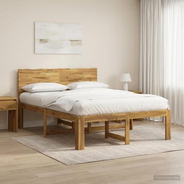 vidaXL Tweepersoonsbed met hoofdeinde ROSTOCK Wit 150 x 200, Huis en Inrichting, Verzenden, Wit, Hout, Nieuw