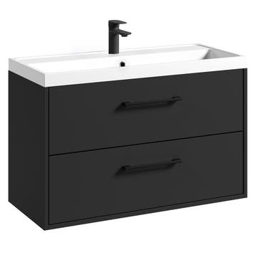 Badkamermeubel Florence 01 80 x 40 cm – Mat Zwart, Verzenden, Nieuw, Wastafelkast