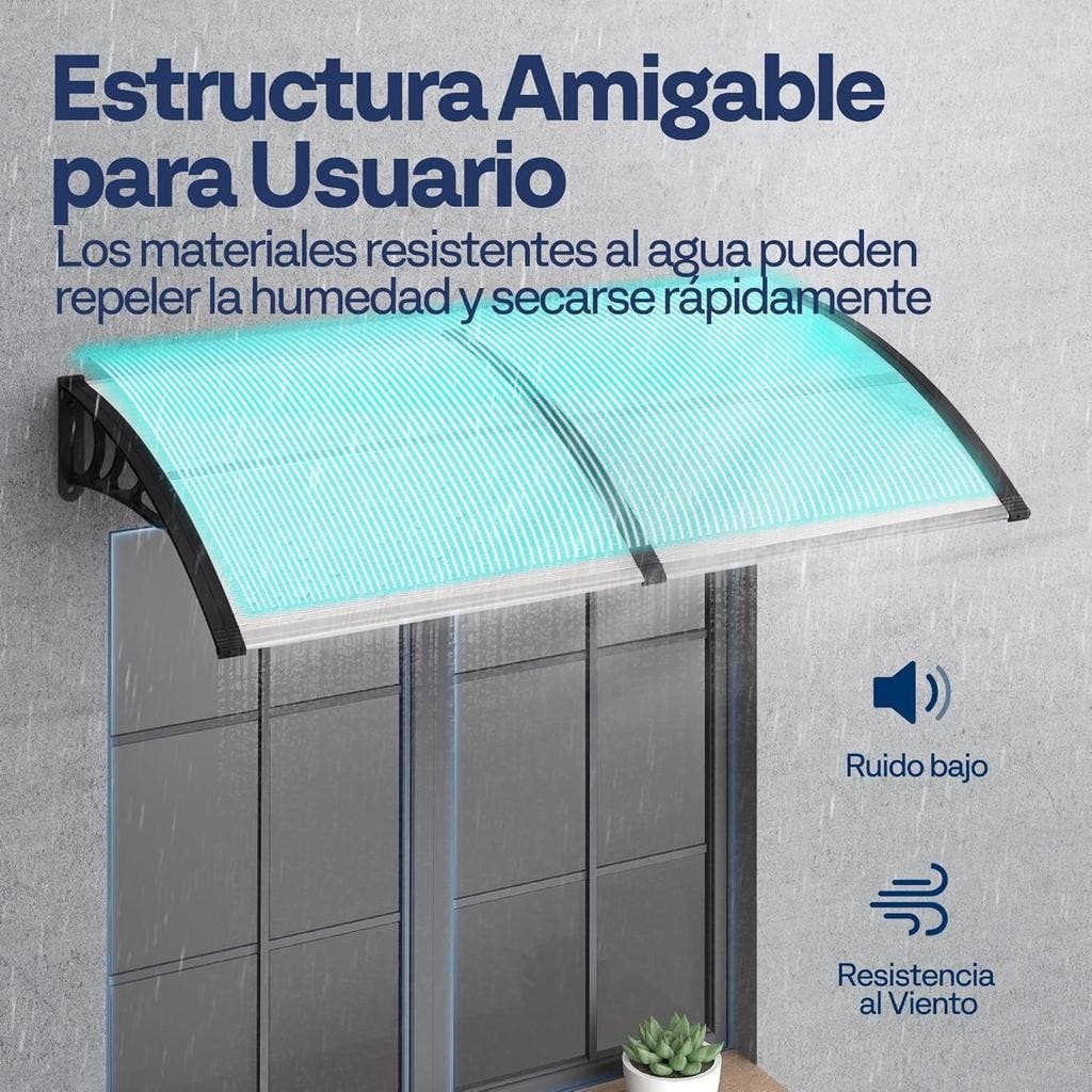 Buitendeur luifel patio veranda luifel transparant polycarbonaat plaat zilver aluminium frame UV regen sneeuw bescherming voordeur cover 80 x 120 cm 45 150 cm breedte