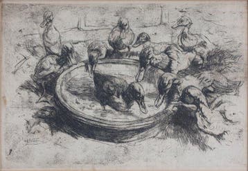 Willem Hendrik van der Nat (1864–1929) - Badderende eendjes, Antiek en Kunst